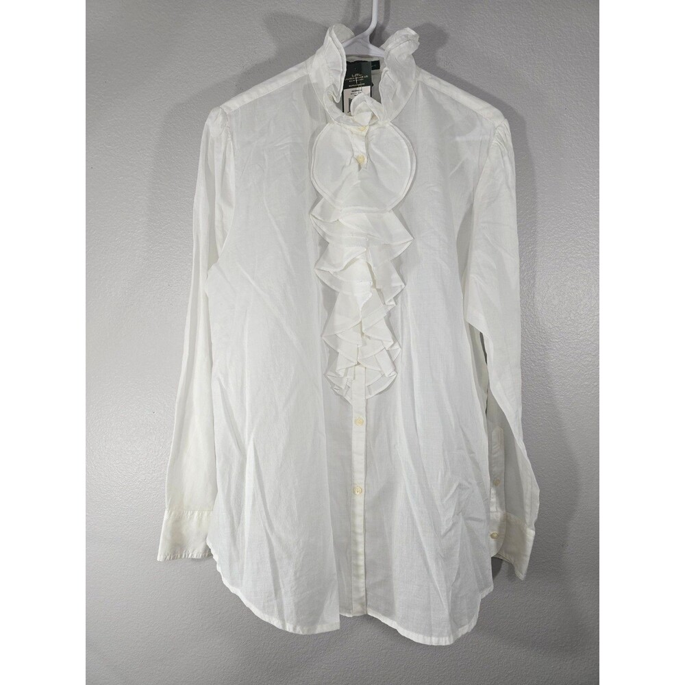 Lauren Ralph Lauren Ruffle Trim Cotton Blouse NWT  Size XL Victorian AG